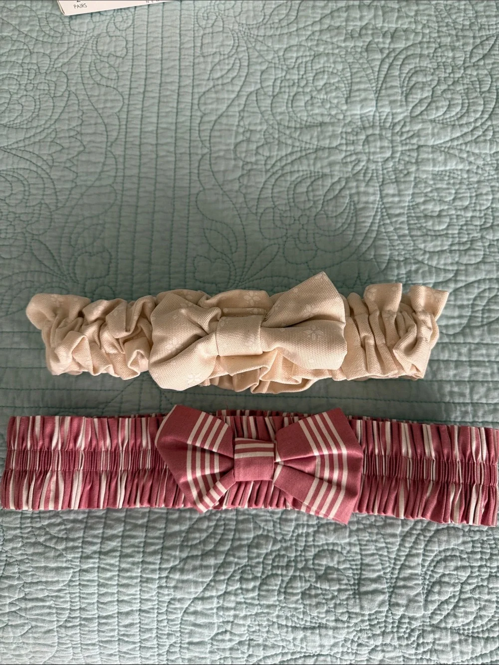 Longaberger Pink Striped & Cream basket Garters